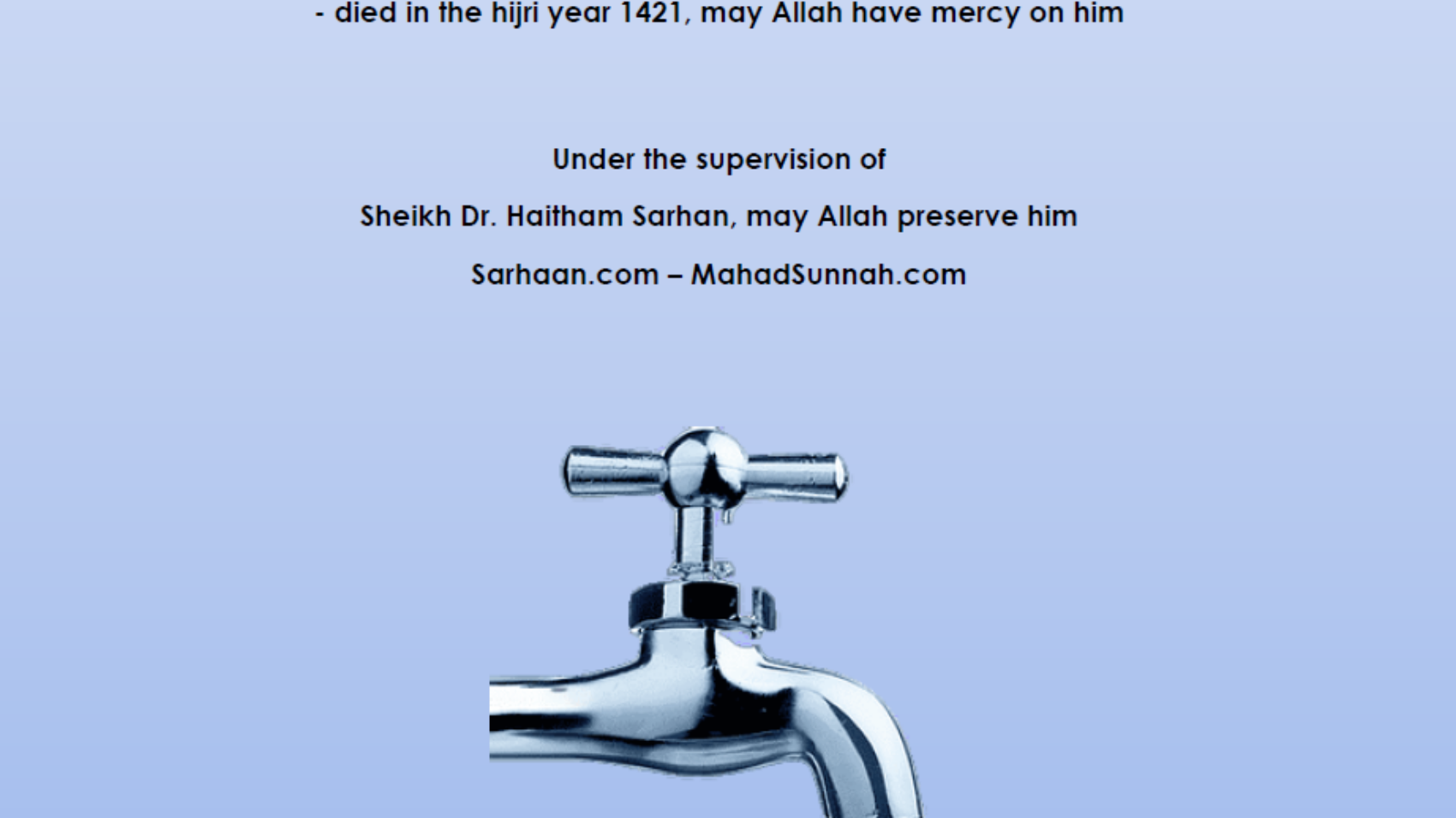 Refinement of “A Message in Wudhoo’, Ghusl and Salah