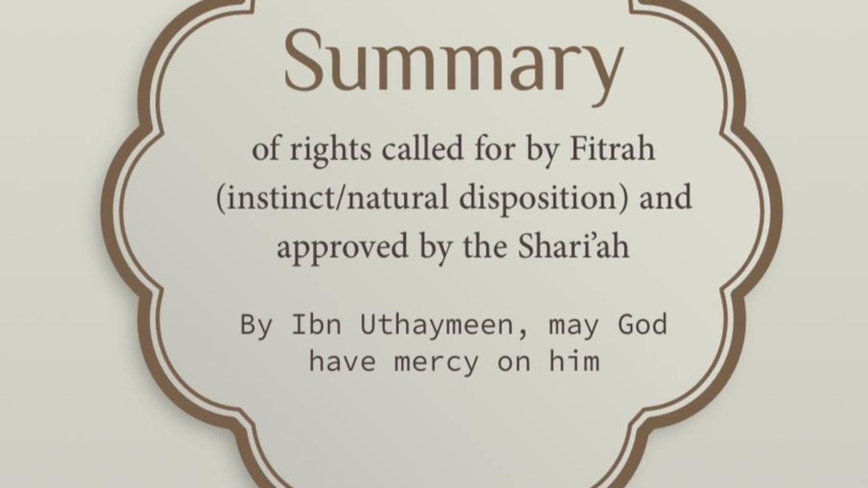 Summary of rights called for by Fitrah