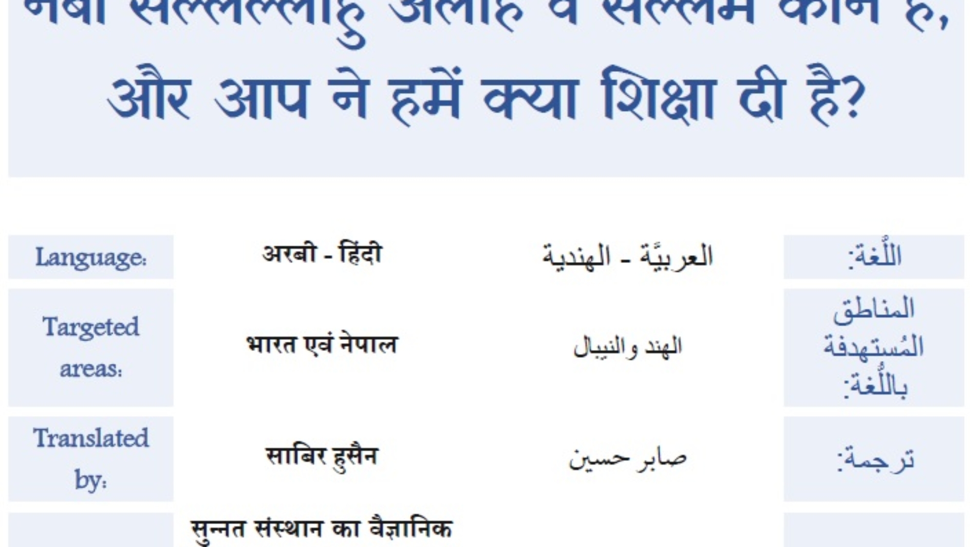 नबी सल्लल्लाहु अलैहि व सल्लम कौन हैं, और आप ने हमें क्या शिक्षा दी है?