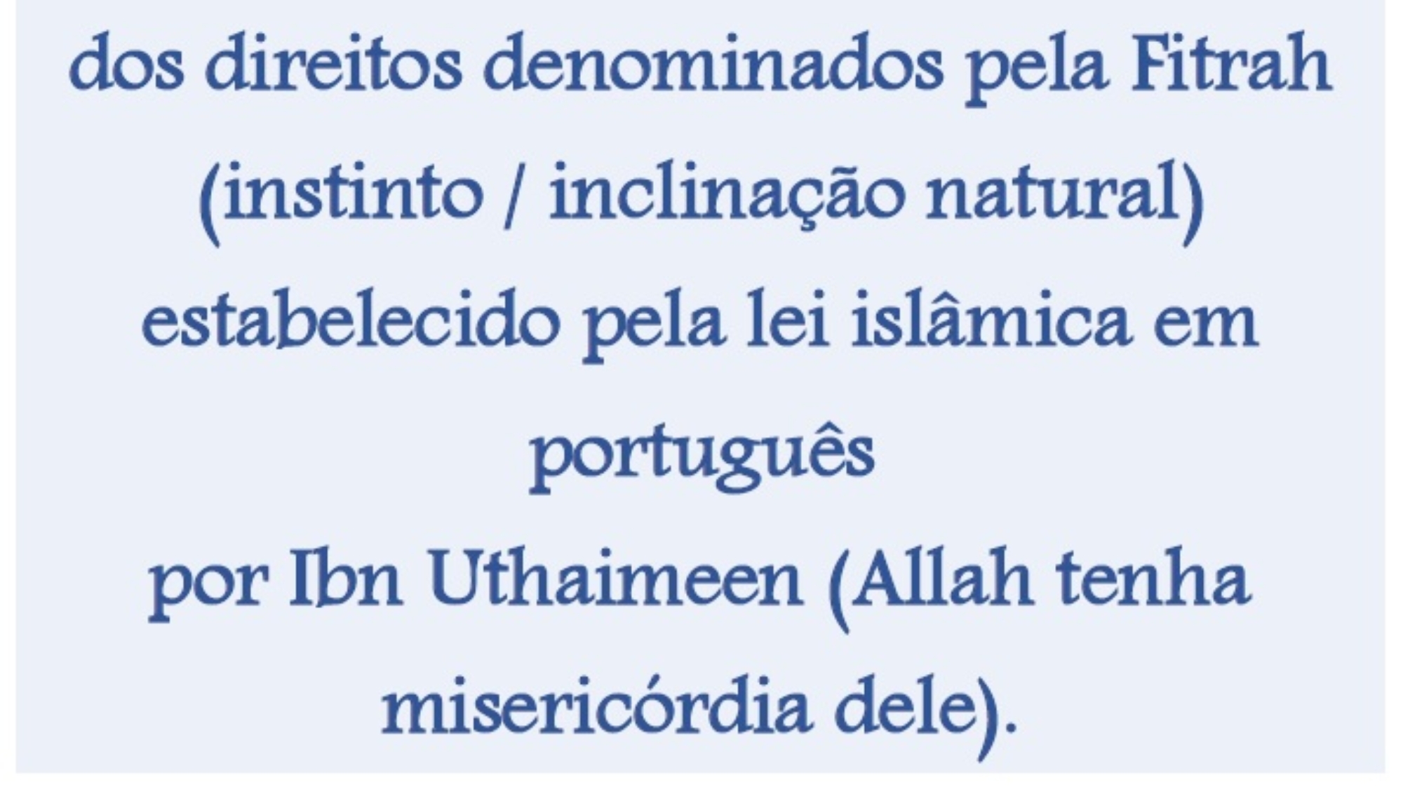 dos direitos denominados pela Fitrah