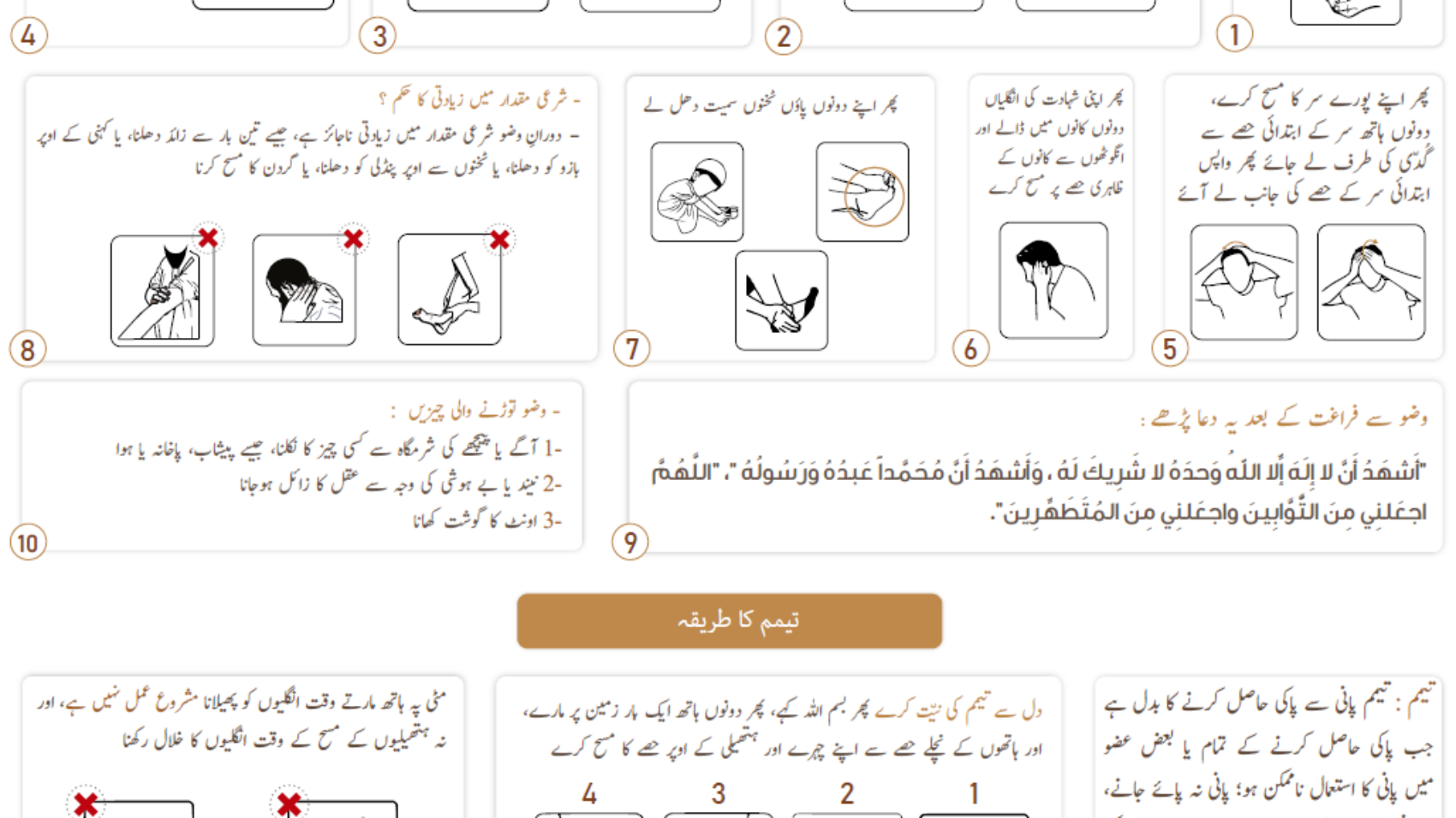 وضو، تیمّم اور غسل کا طریقہ