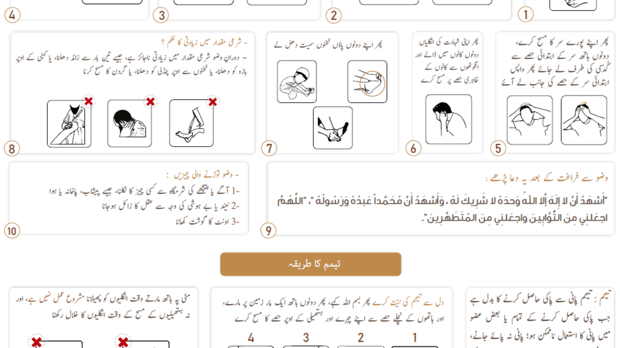 وضو، تیمّم اور غسل کا طریقہ