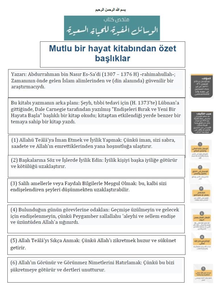 Mutlu bir hayat kitabından özet başlıklar