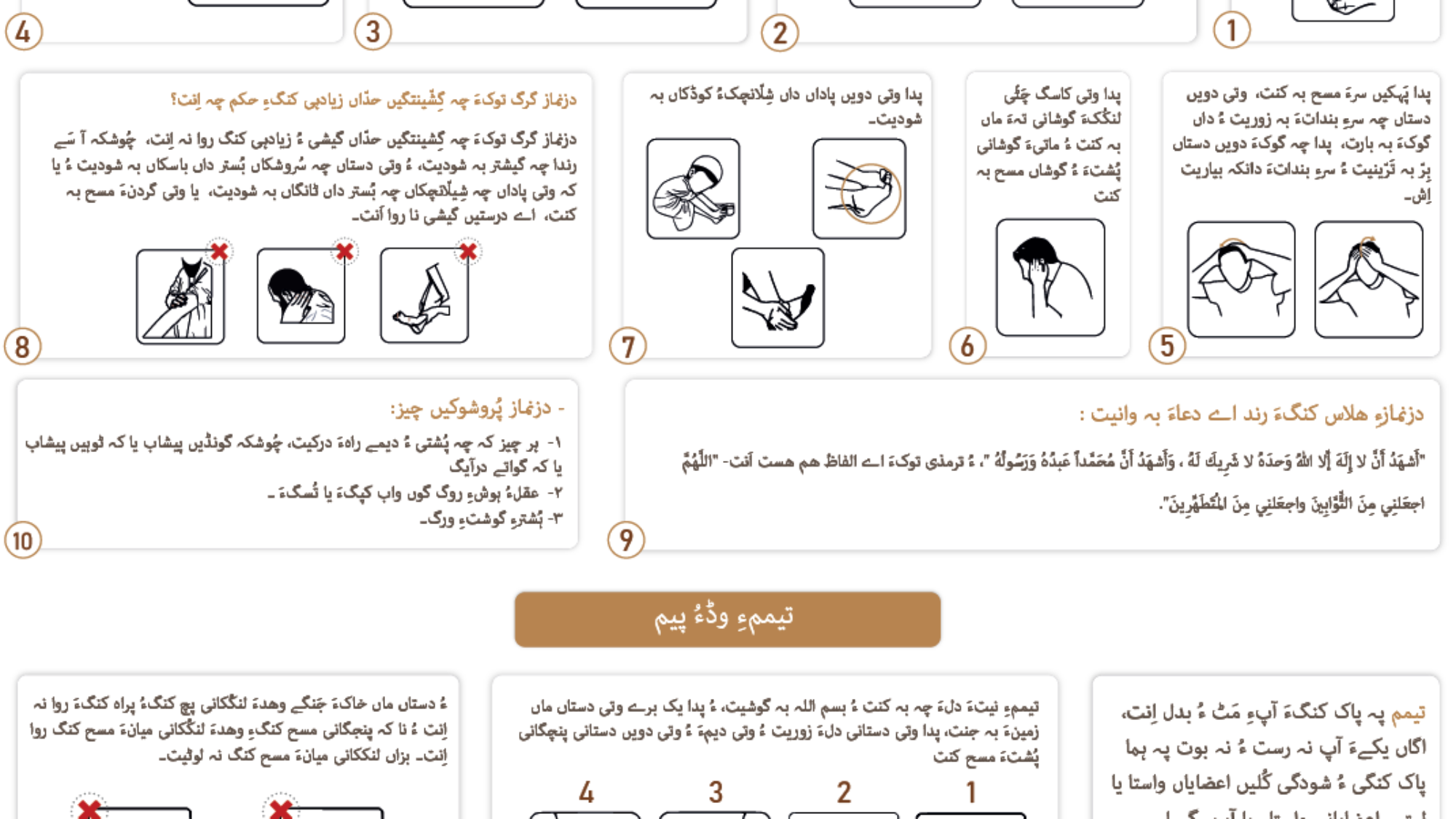صفة الوضوء والتيمم والغسل دزنماز ءُ تیمم ءُ جان شودگءِ وڈءُ پیم