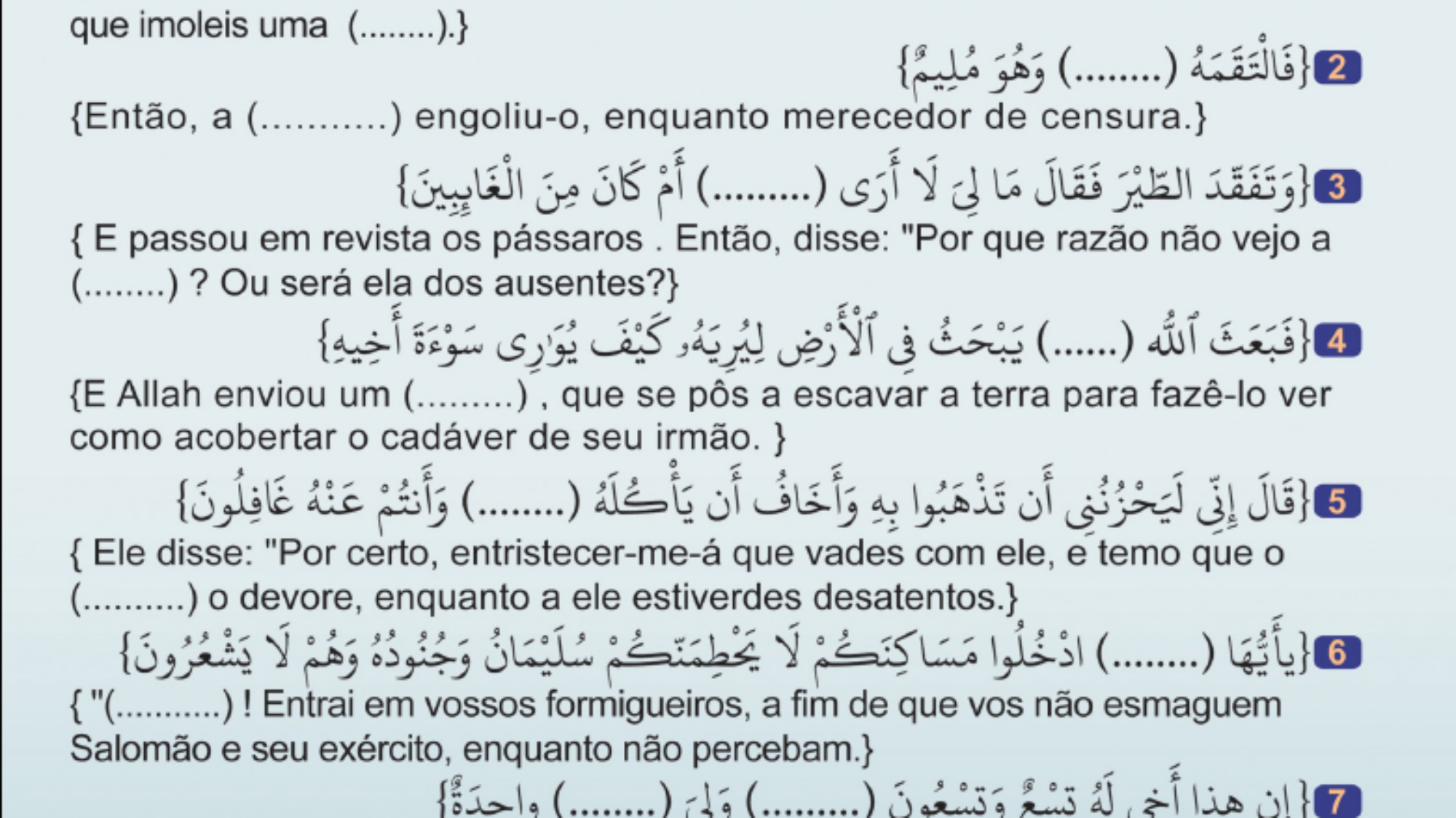Preenche os espaços com os nomes dos animais ou pássaros