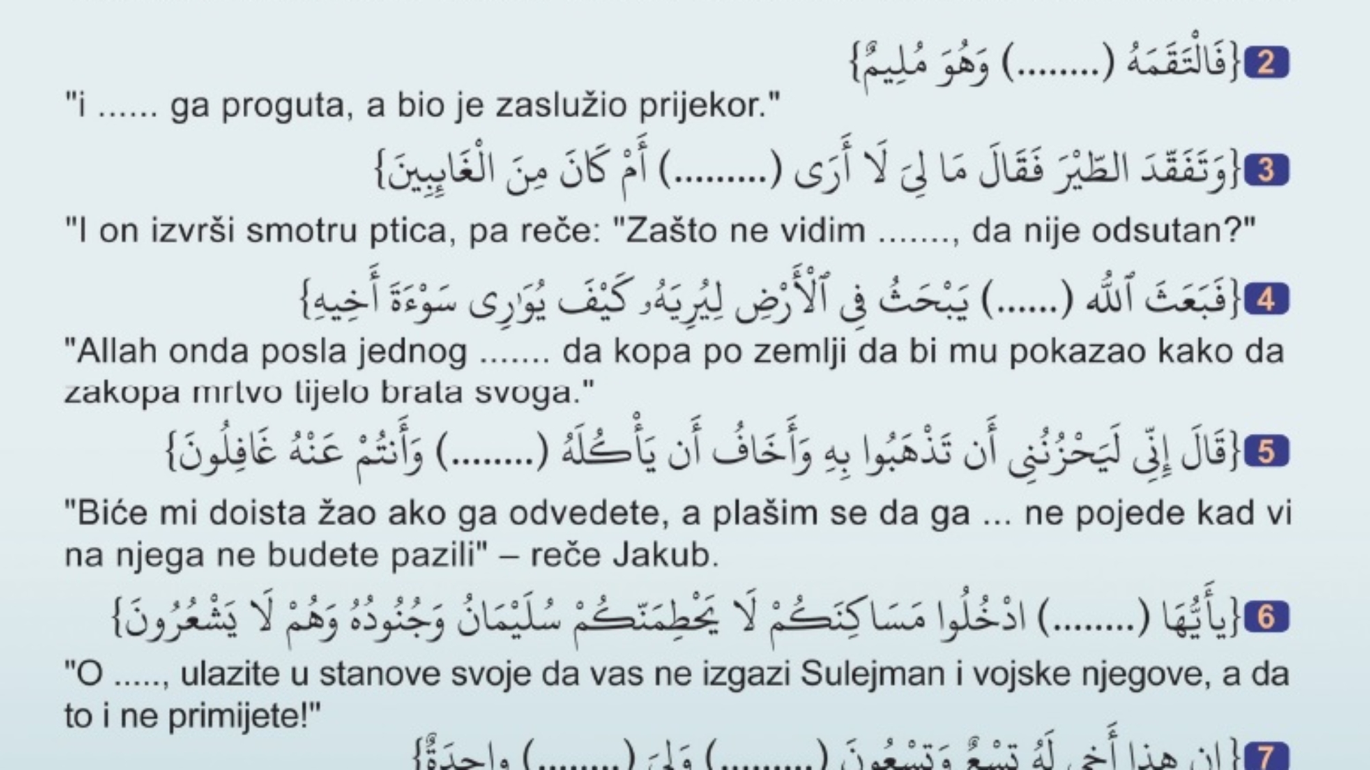 Pitanja o životinjama iz Kurana