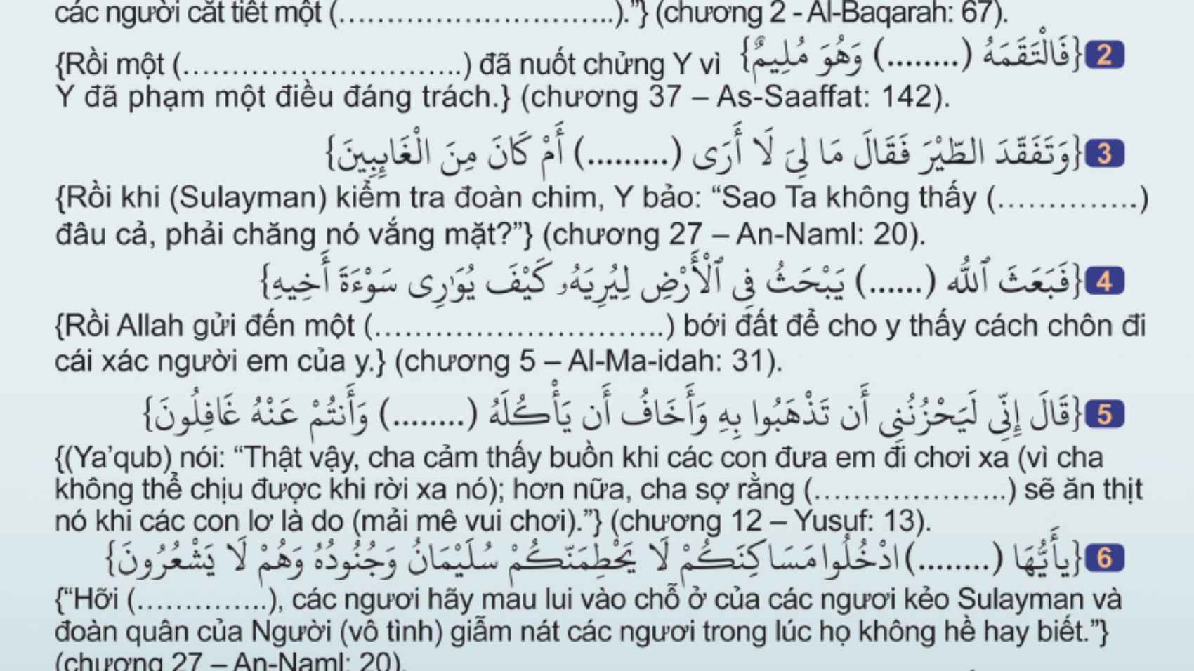Điền tên con vật hoặc con chim vào chỗ trống