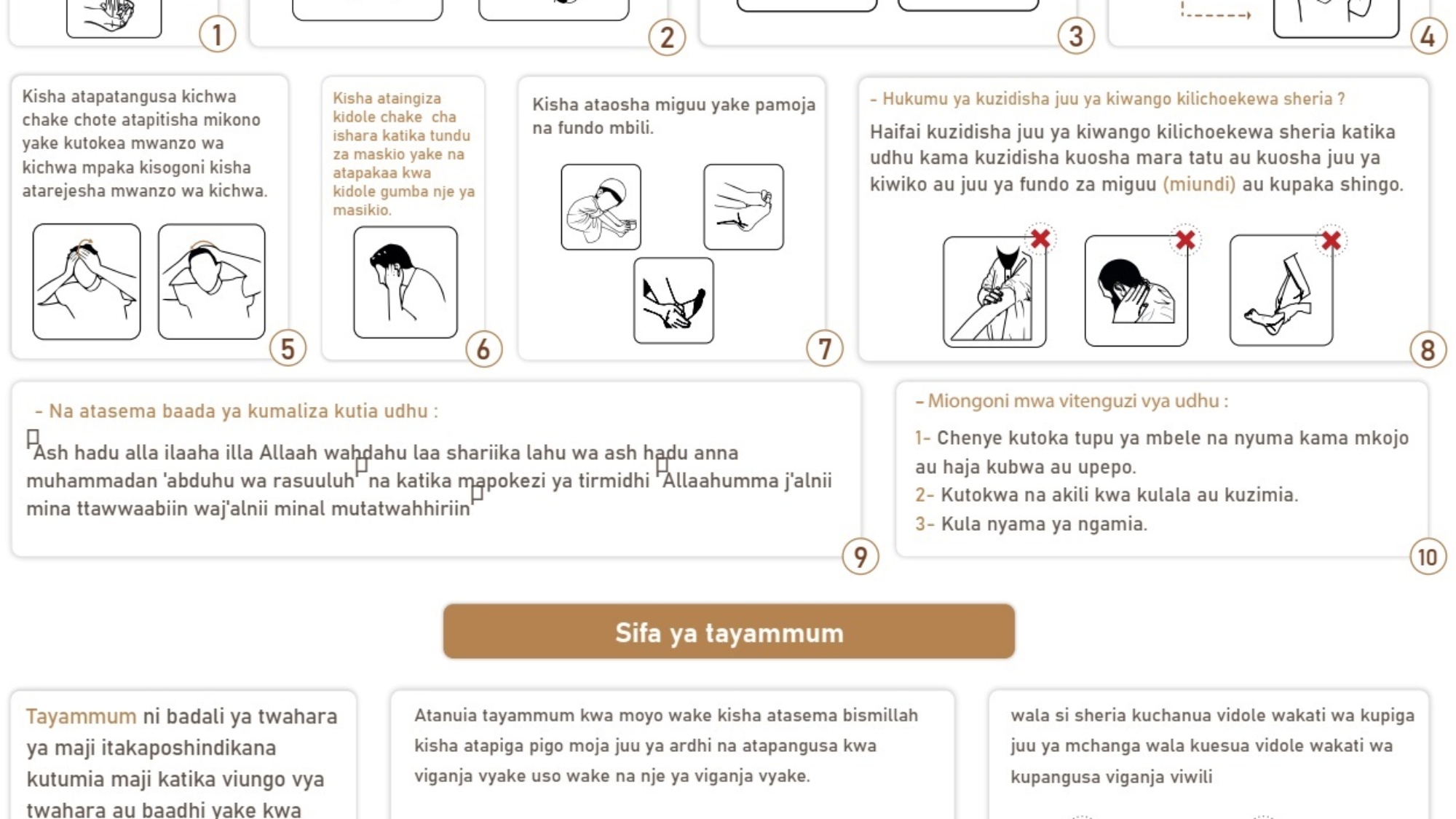 Sifa ya salah na wudhu na ghusl na tayammum