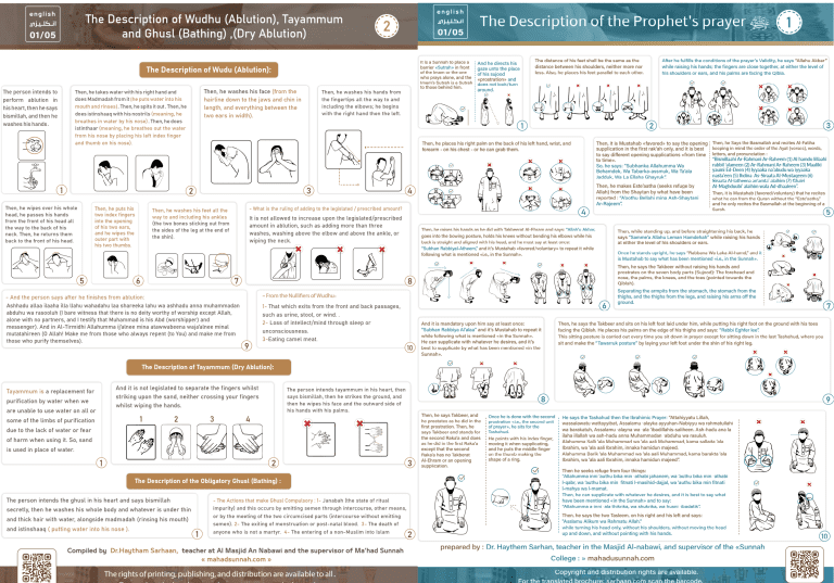 Prophet’s Prayer and Ablution Description – Sheikh Haytham Sarhaan