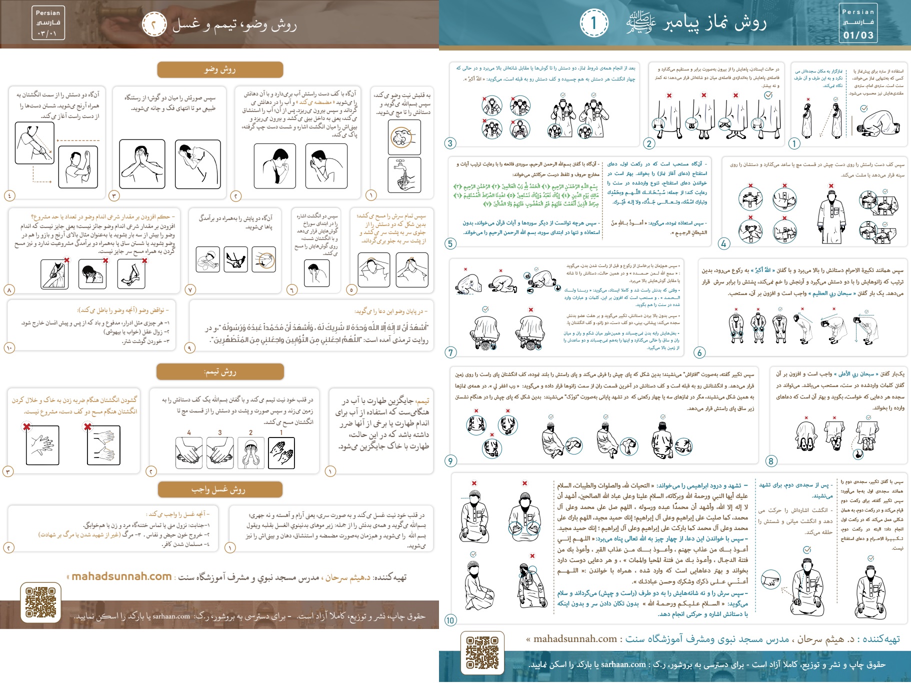 روش نماز و وضو وغسل و تیمم