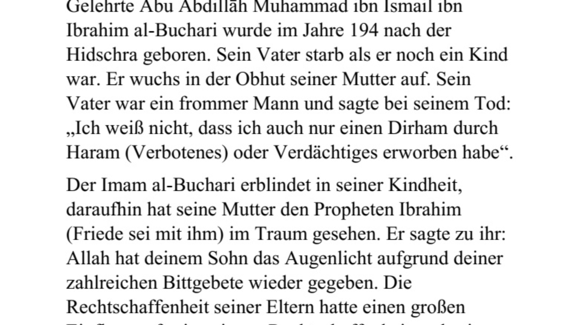 Die Biografie von Imam alBuchari