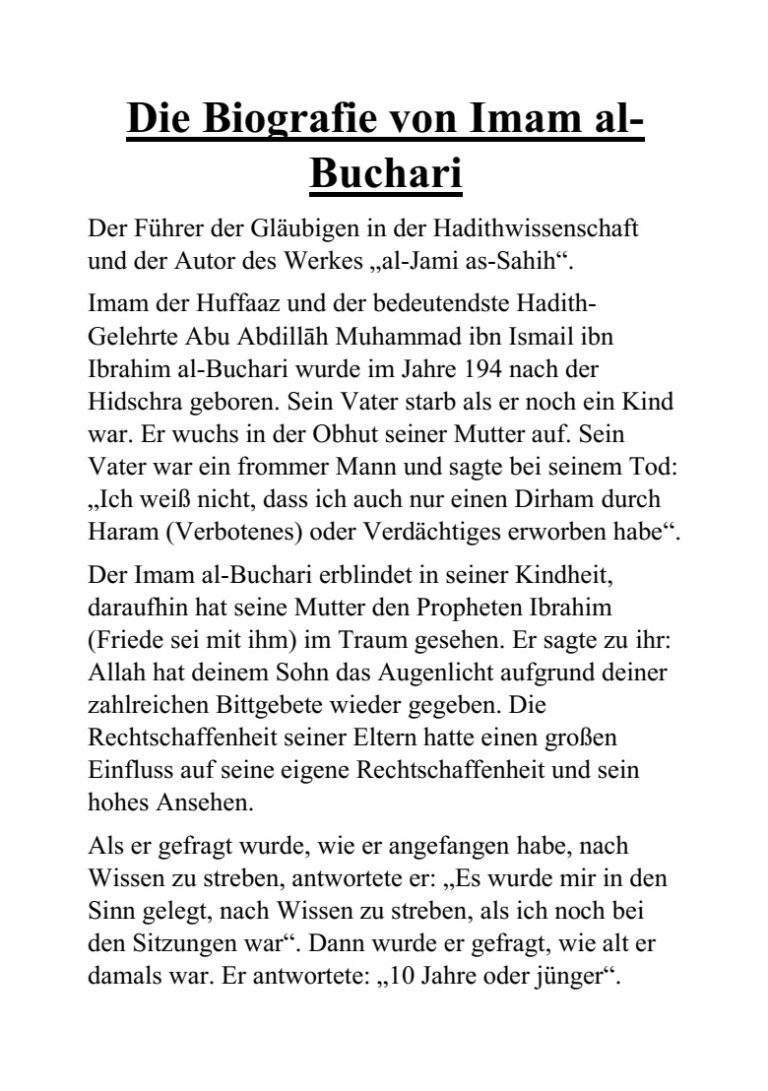 Die Biografie von Imam alBuchari