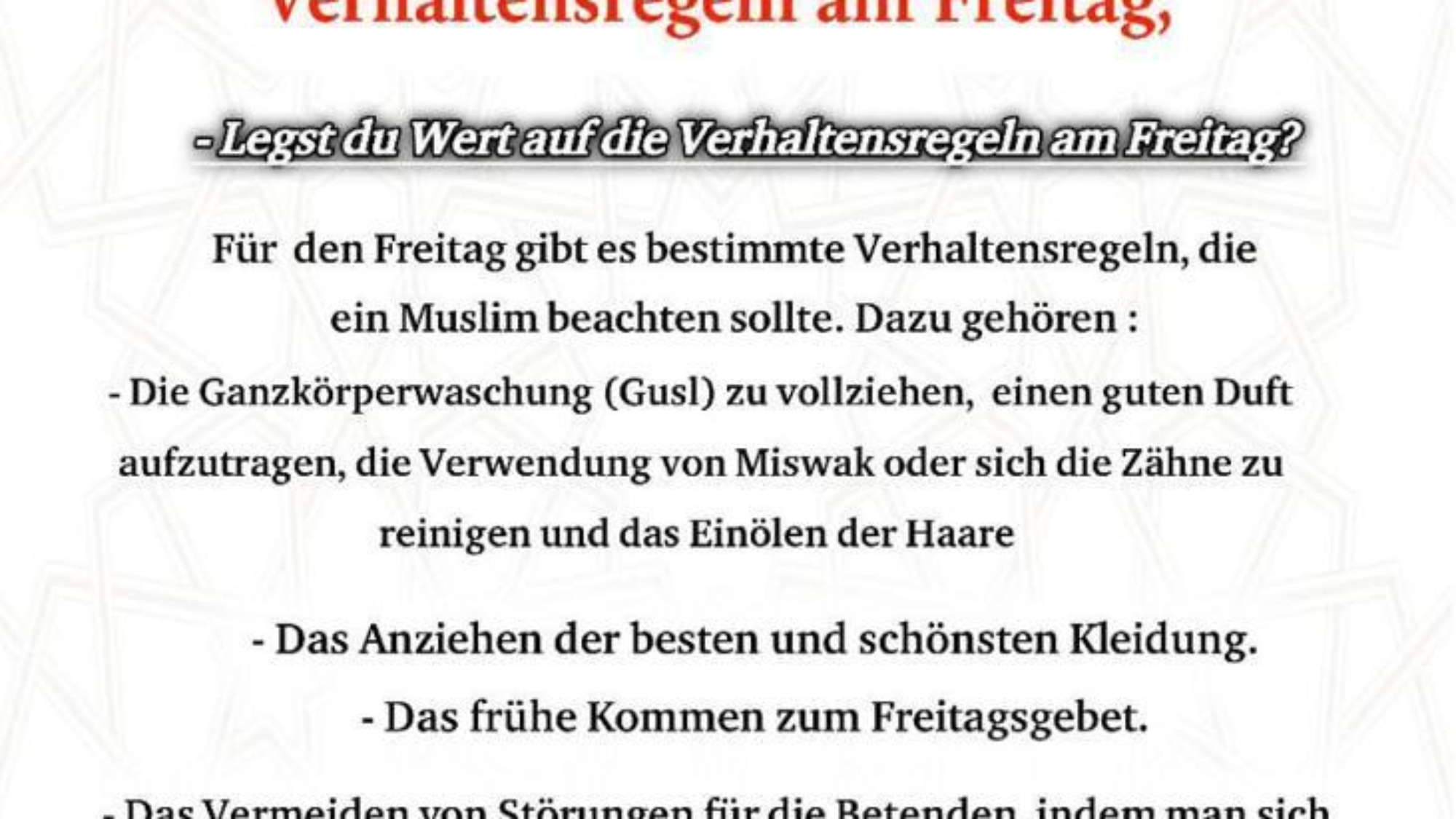 Verhaltensregeln am Freitag,