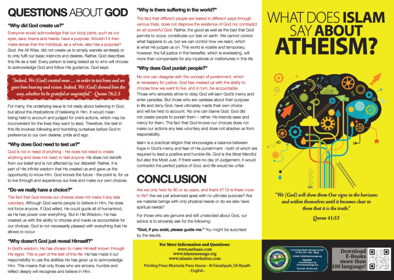What Does Islam sat about atheism