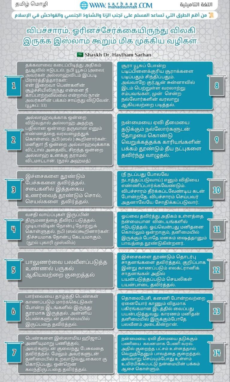விபச்சாரத்தை விட்டு விலகி இருக்க இஸ்லாம் கூறும் முக்கிய வழிகள்