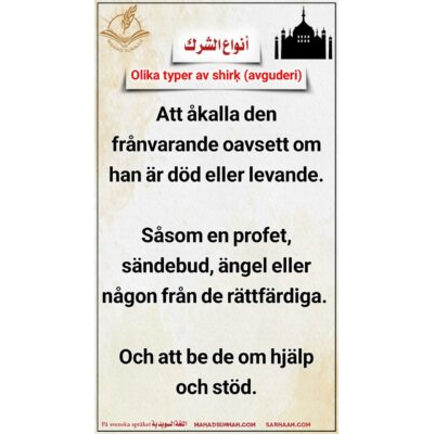 Olika typer av shirķ (avguderi)  På svenska språket