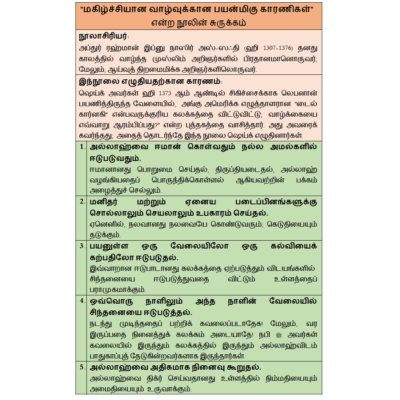 மகிழ்ச்சியான வாழ்வுக்கான பயன்மிகு காரணிகள்