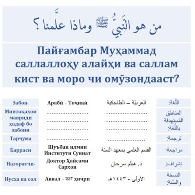 Пайғамбар Муҳаммад саллаллоҳу алайҳи ва саллам кист ва моро чи омӯзондааст