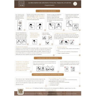 Description des ablutions mineures, majeurs et sèche (Tayammum)
