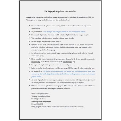 De ‘Aqieqah: Regels en voorwaarden