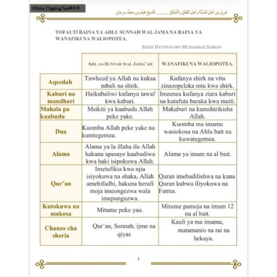 TOFAUTI BAINA YA AHLU SUNNAH WAL JAMA NA BAINA YA WANAFIKI NA WALIOPOTEA الفرق بين السنة والمنافقين