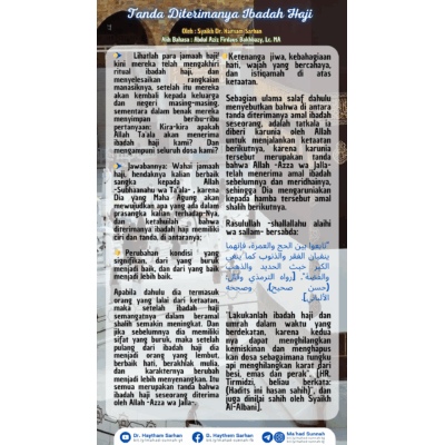 Tanda Diterimanya Ibadah Haji (Al-Sarhaan)