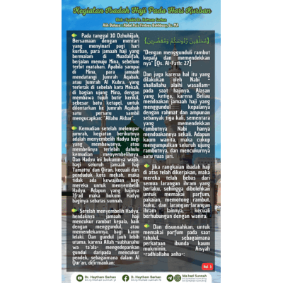 Kegiatan Ibadah Haji Pada Hari Kurban (1) ~ Al-Sarhaan