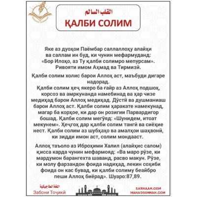 ҚАЛБИ СОЛИМ - Забони Тоҷикӣ