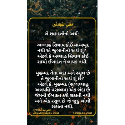 બે શહાદતોનો અર્થ: અલ્લાહ સિવાય કોઈ માઅબૂદ નથી એ જુબાનીનો અર્થ શું? એટલે કે અલ્લાહ સિવાય કોઈ સાચો ઈબાદત ને લાયક નથી.