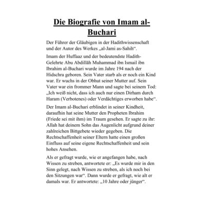 Die Biografie von Imam alBuchari